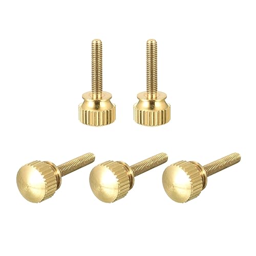 Miniatura 80 de uxcell 5 tornillos moleteados para el pulgar, pernos de hombro de latón M5 x 0.472 in, perillas de agarre escalonadas para PC, electrónicos