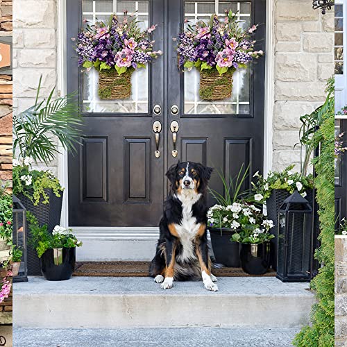 Lavender Door Hanger Basket Wreath,Lavender Basket Wreaths For Front Door,Lavender Artificial Flower Basket,Seasonal Welcome Sign Front Door Decoration, Spring Hanging Ornament #TOP3