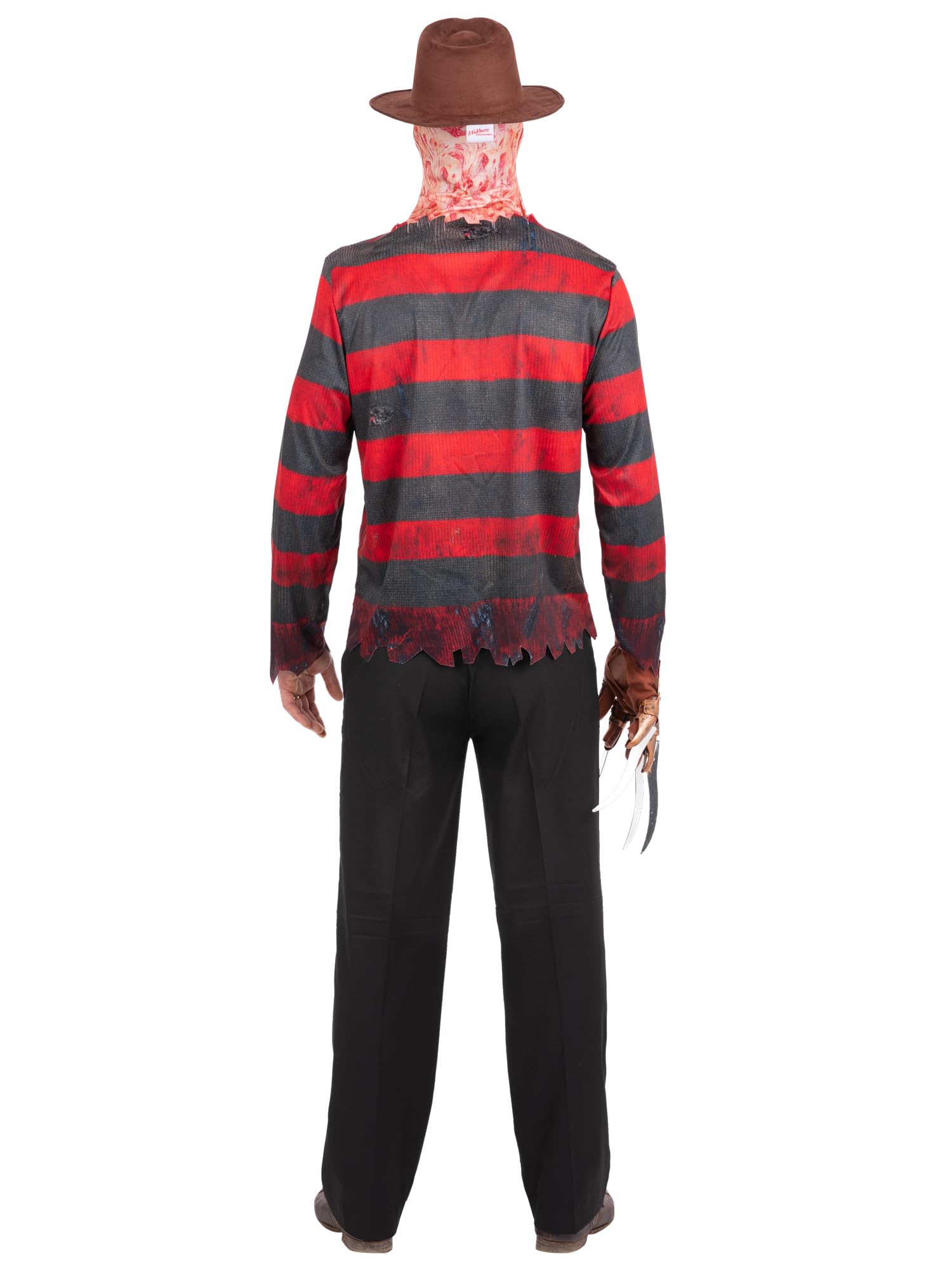 Smiffys Official Nightmare On Elm Street Freddy Krueger Costume Kit with Printed Striped Top and Burn Effect Balaclava Mask Halloween Outfit - Image 2