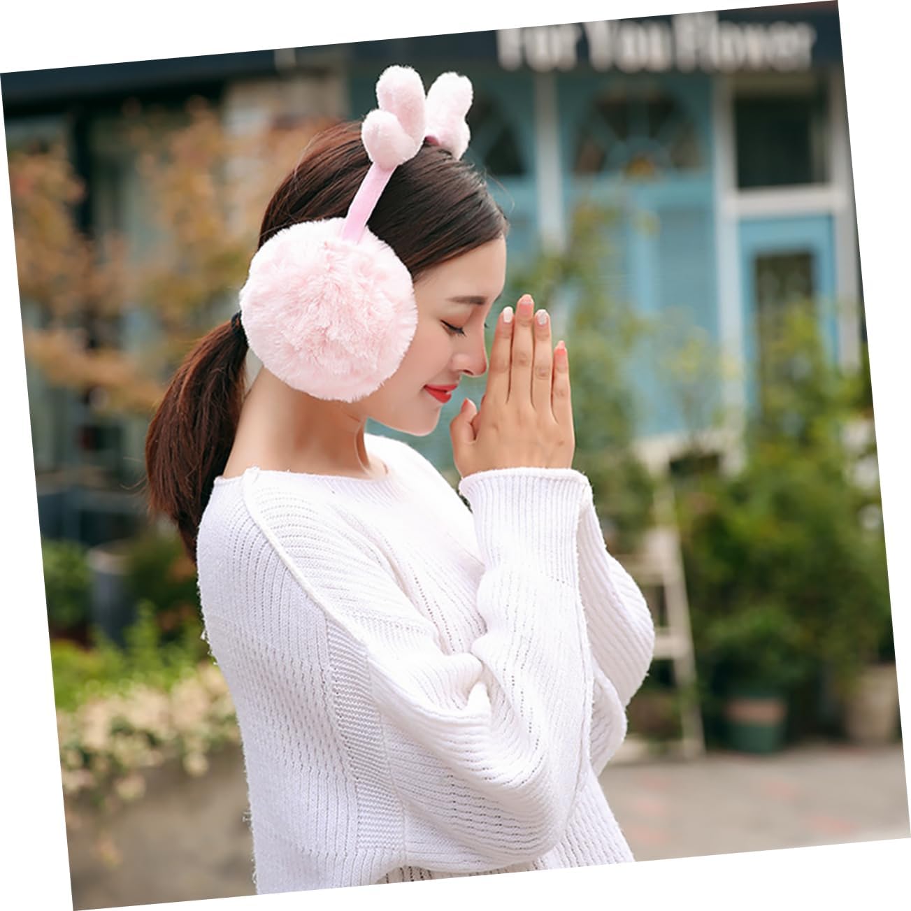 Reindeer Antlers Plush Ear Covers for Boys and Girls and Adults Foldable Warm Earmuffs Christmas Accessory for Cold Weather Activities image 5
