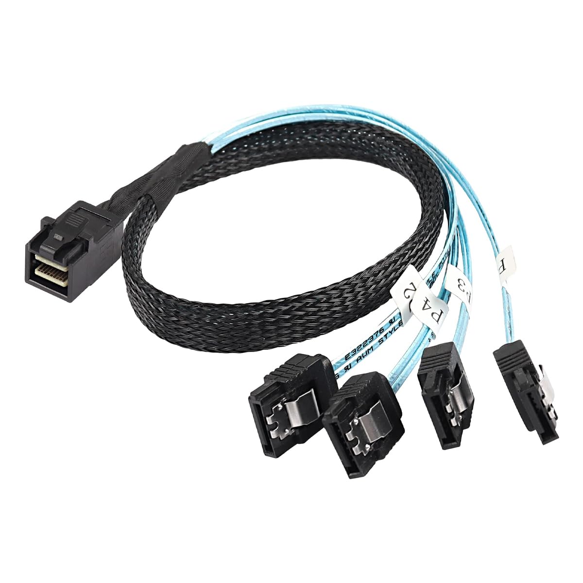 Cable de Disco Duro Mini-SAS SFF-8643, Host a 4 Discos Duros SATA de 50 cm y 7 Pines, Cable de Servidor de Datos de 6 Gbps