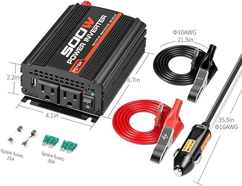 Miniatura 2 de POTEK - Inversor de onda sinusoidal pura de 2000W con interruptor de transferencia automática de 12V DC a 120V AC y Bluetooth