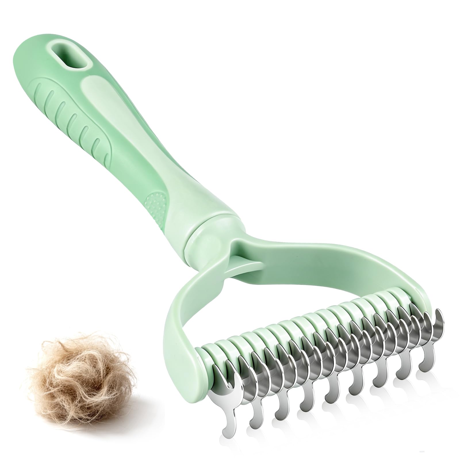 JADUFHU 2-in-1 Dual Sided Pet Grooming Dematting Comb, Undercoat Rake Deshedding Tool for Dogs and Cats, Gentle Grooming Brush to Remove Mats, Knots and Tangled Fur for Small Medium Large Breeds