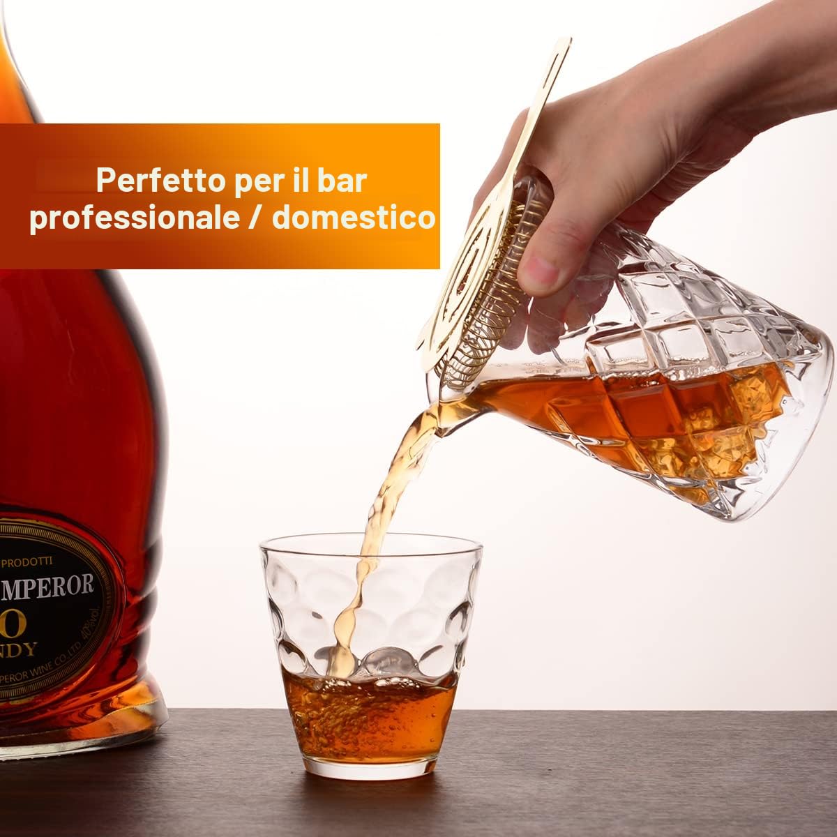 Bicchiere per miscelare cocktail - [18 OZ] bicchiere da mescolare in cristallo, fondo pesante spesso - Strumenti per baristi del bar per bar artistici e baristi professionali