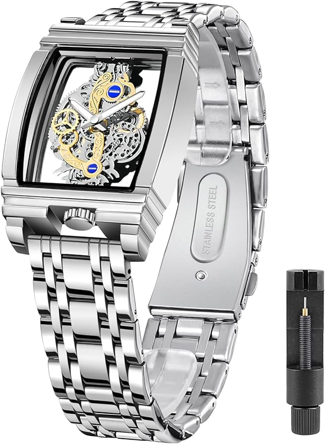 Analog Silver Square Luxury Stylist Chain Mens Stainless Steel Chronograph Watch (B0CY4VSLJ8) Amazon Price History, Amazon Price Tracker
