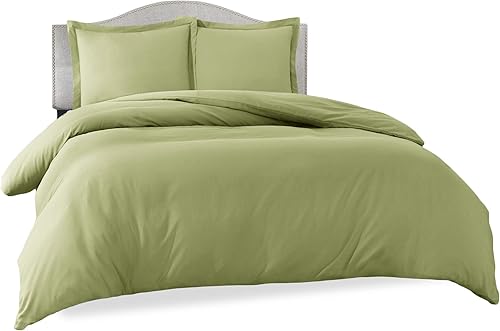 Clara Clark Funda de edredón de microfibra ultra suave de doble cepillado, funda de edredón con cierre de botón y 2 fundas de almohada, color