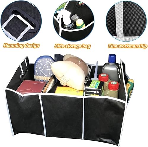 Miniatura 10 de Organizador de almacenamiento plegable para maletero de automóvil con 3 compartimentos, cajas de almacenamiento de coche de gran capacidad, bolsas