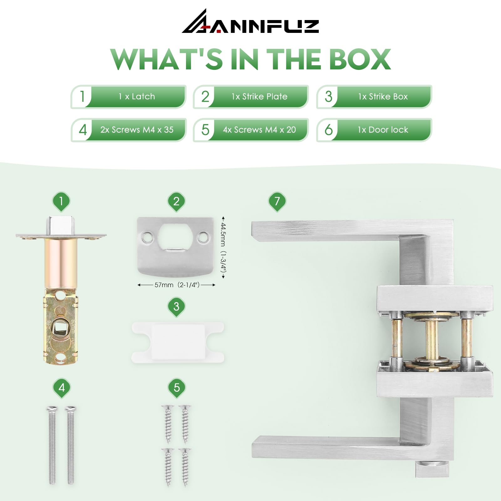 ANNFUZ Round Privacy Lever Door Handle Without Key,Keyless Door Lever Interior Lockset For