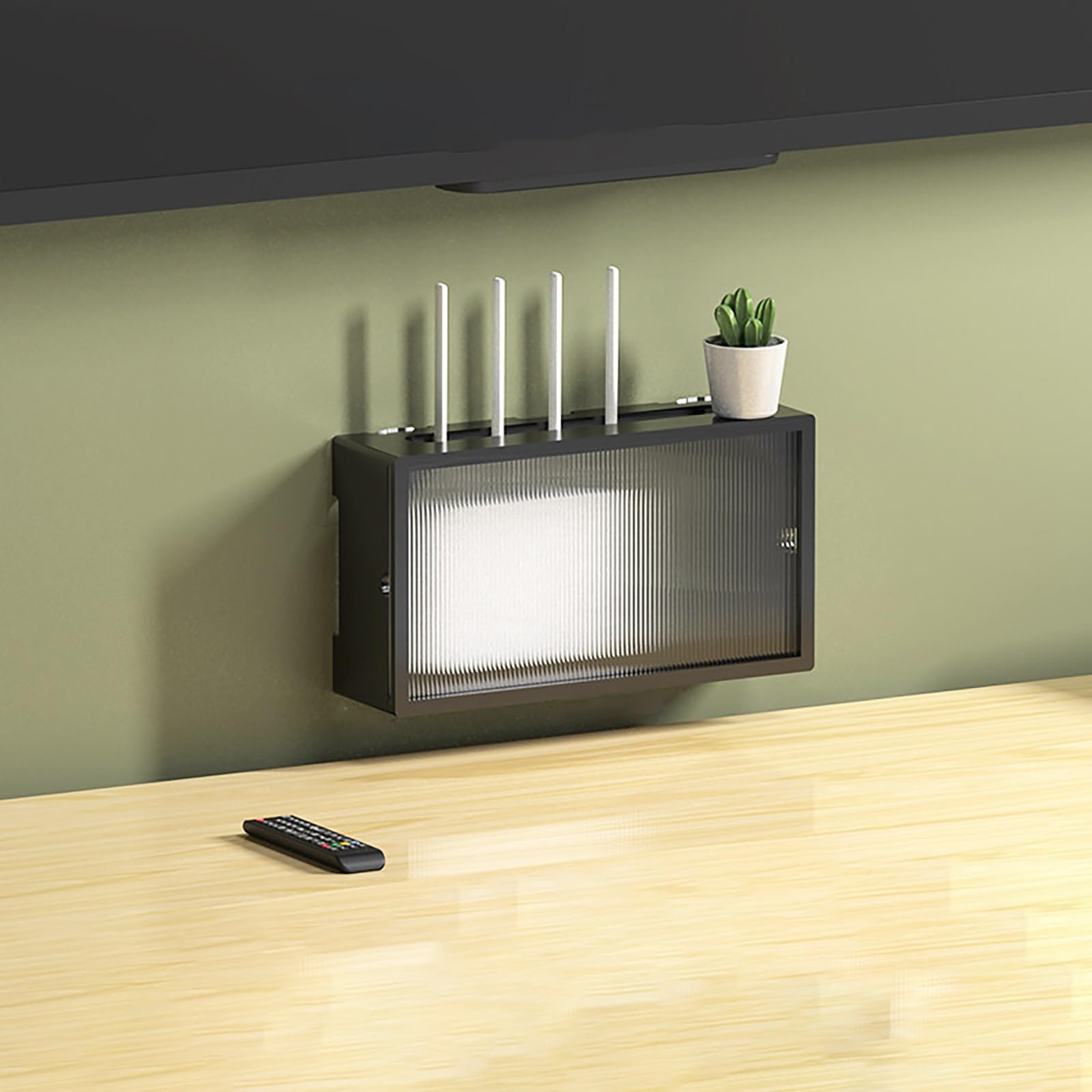 Caja de almacenamiento para enrutador WiFi estante organizador de madera y gestión de cables