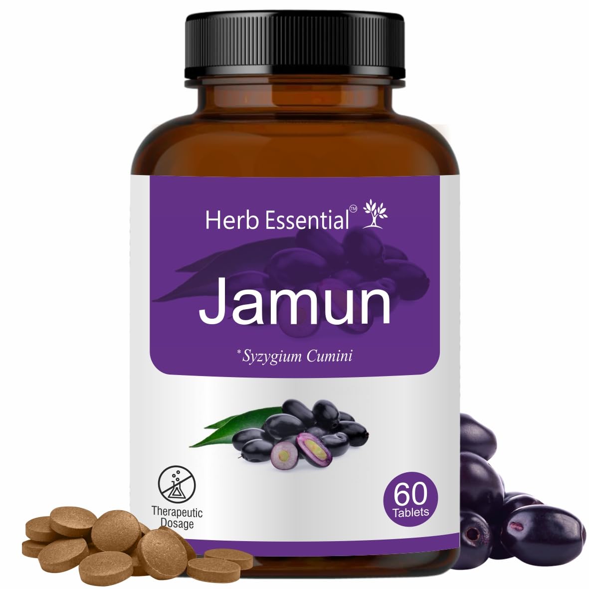 Herb Essential Jamun Tablets 500mg – 60 Count | 100% Pure Syzygium Cumini Seed Extract | Supports Blood Sugar Control, Liver Health & Digestion | Rich in Antioxidants | Ayurvedic Supplement-image-49