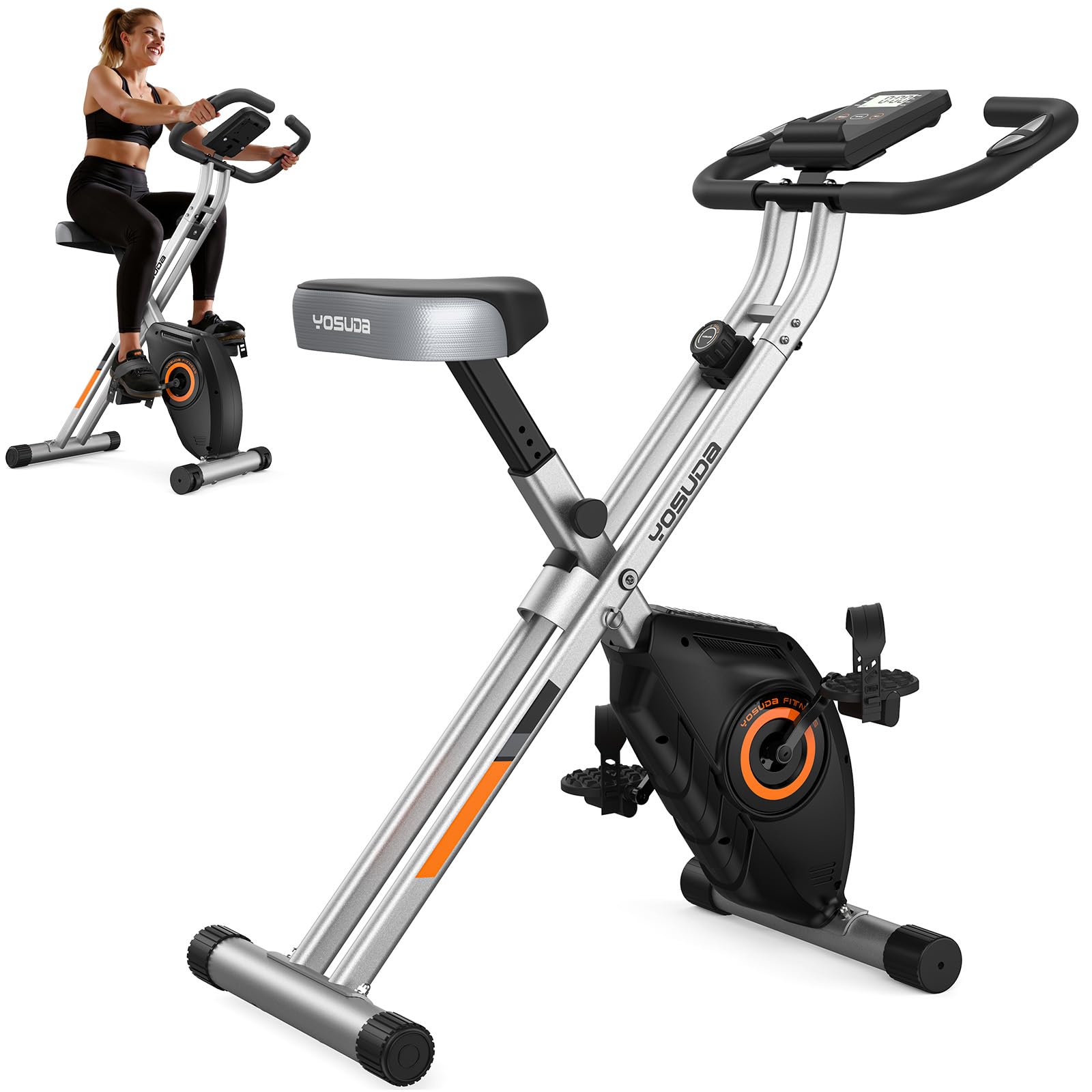 Folding Exercise Bike - Foldable Stationary Bike for Home Gym Workout