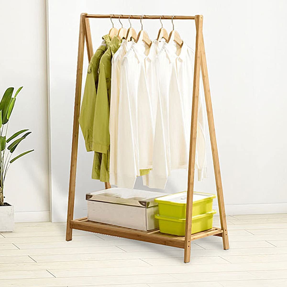 Buy Ginoya brothers (50 x 70 cm) Bamboo Clothes Rack Portable Garment