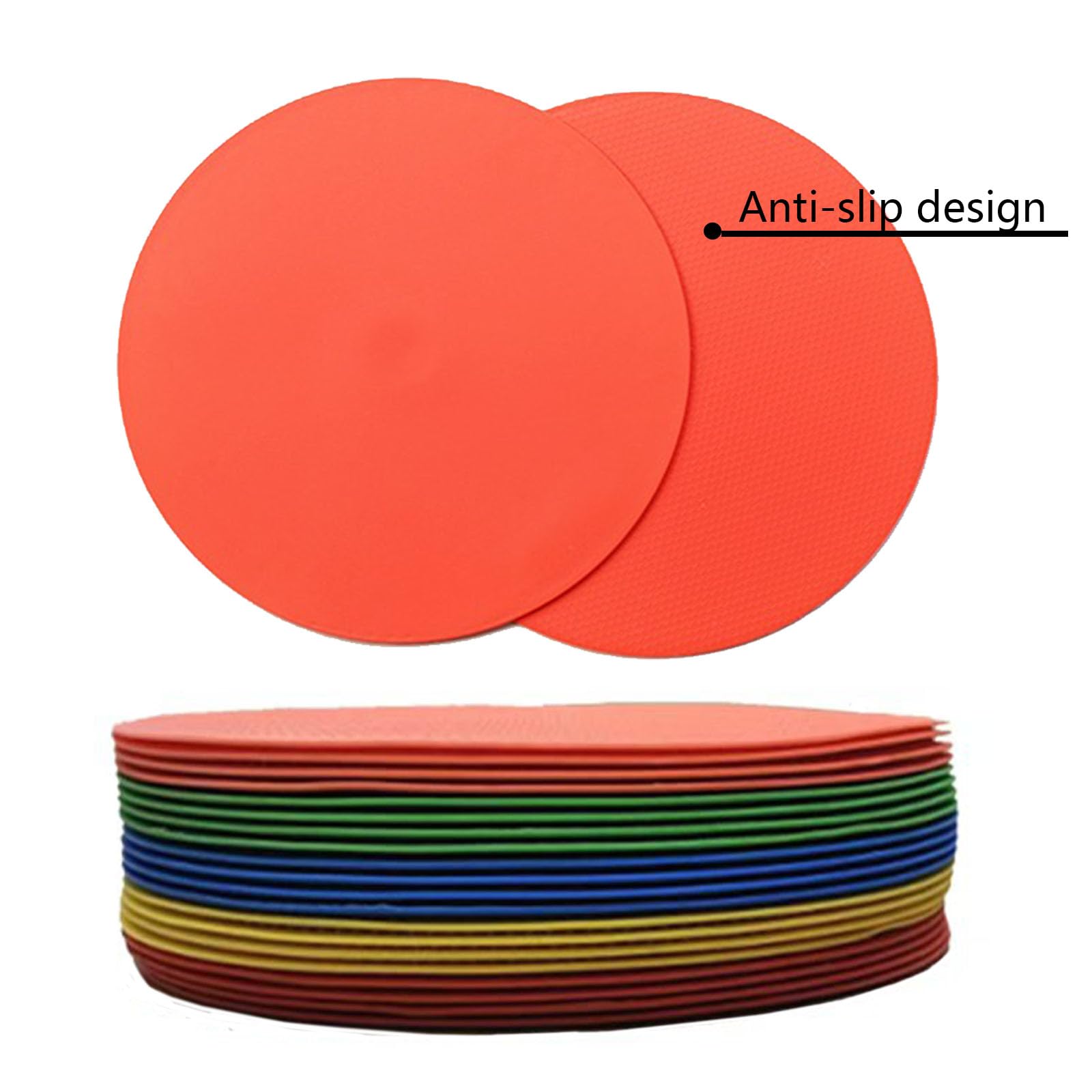 20er Set Markierungsscheiben Runde Flache Flache Sport Markierungshütchen Rutschfeste Floormarker Trainingsscheiben mit schwarzer Netztasche Flat Round Disc (19.3CM)