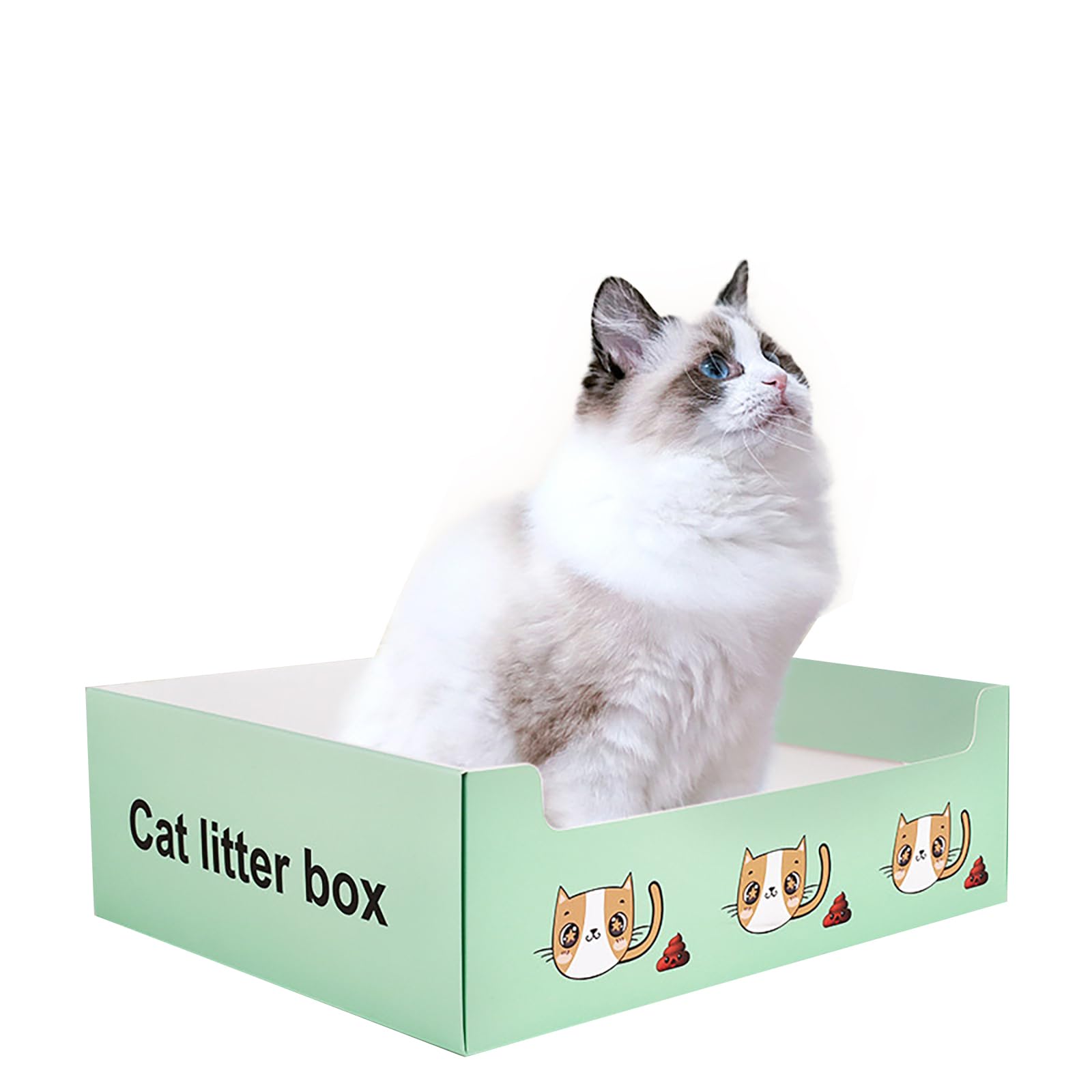 OMEM 10 lettiere usa e getta e pratiche per gatti – WC 3 in 1 pulito e igienico, facile da usare, design in carta pieghevole, adatto a tutti i gatti, verde