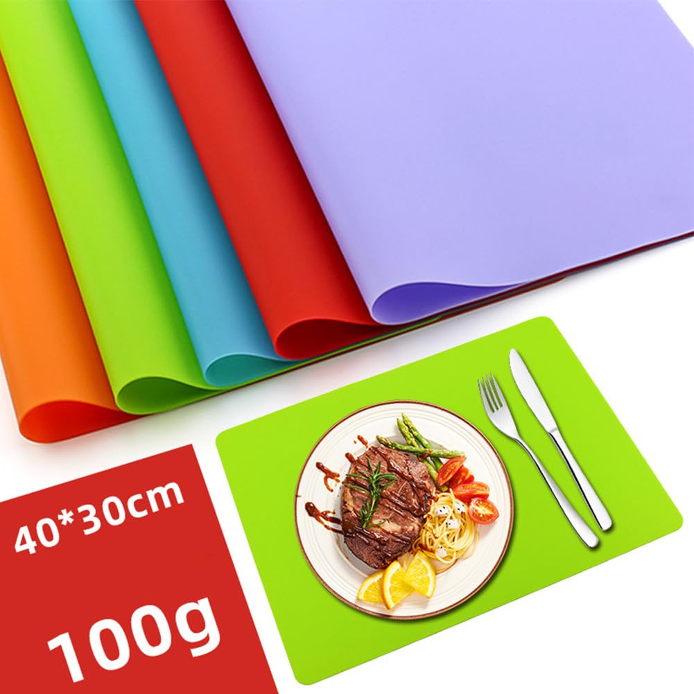 Set De Table En Silicone 40x30 Cm - Imperméable, Antidérapant, Résistant à La Chaleur - Pour Cuisine, Salle à Manger - Bleu