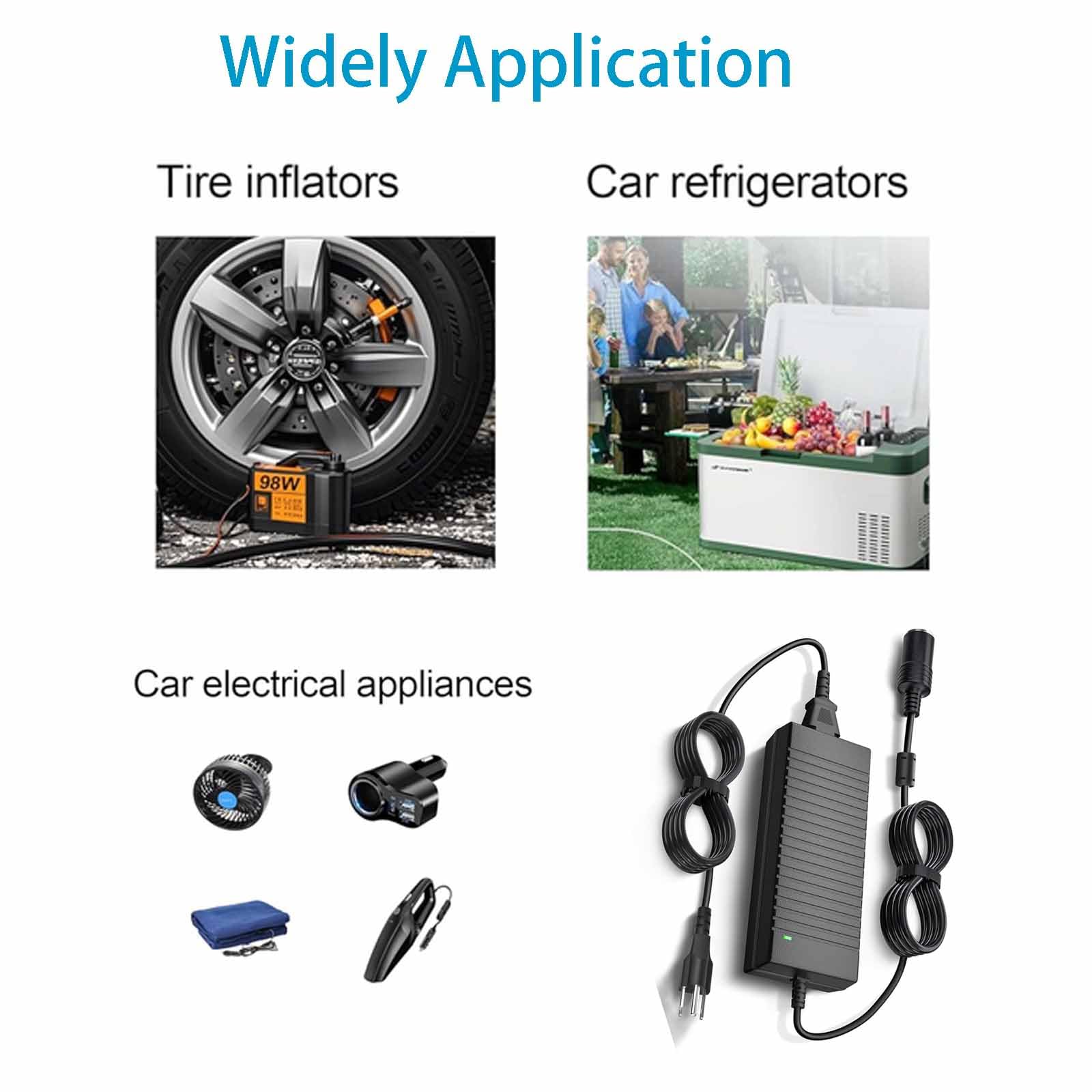 12V 15A Power Adapter Car Charger Converter,Car Cigarette Lighter Socket AC/DC Power Supply Adapter Transformer for Tire Inflator, Car Refrigerator, Car Vacuum Cleaner, and Other Car Devices