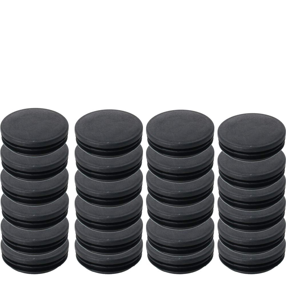 MroMax 70mm Dia Plastic Tubing Plug Round Post End Caps for Handrail Stair Newel Guardrail Tube Black 24Pcs