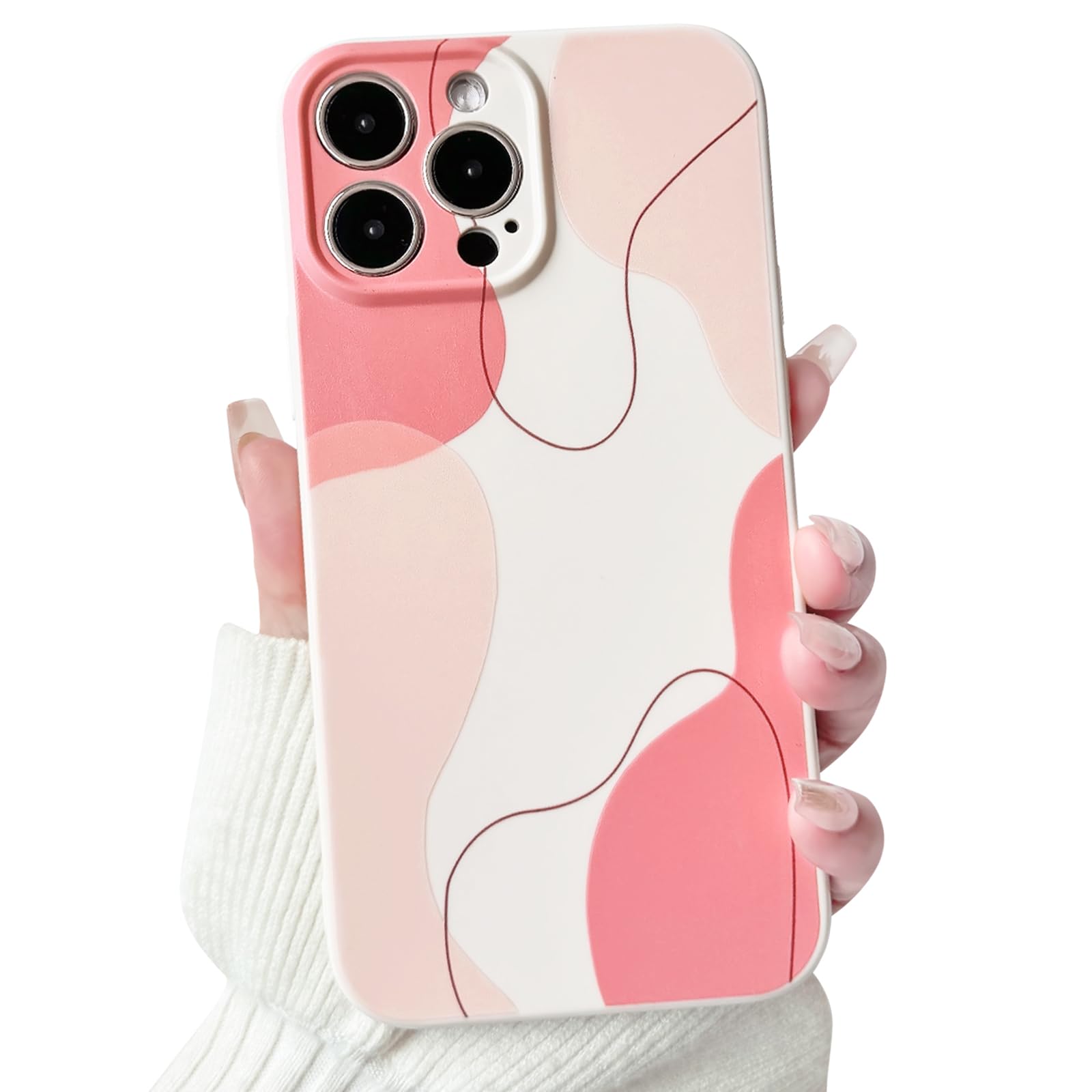 NITITOP Compatible with iPhone 14 Pro Max Case Cute Geometric Lines Color Lump for Women Girls Men Stylish Slim Fit Soft TPU Bumper Silicone