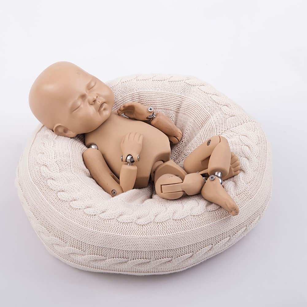 Surakey Accessoires de photographie pour bébé nouveau-né - Donut posing - Coussin Newborn pour séance photo - Panier de remplissage - Pour bébé de 0 à 6 mois - Beige