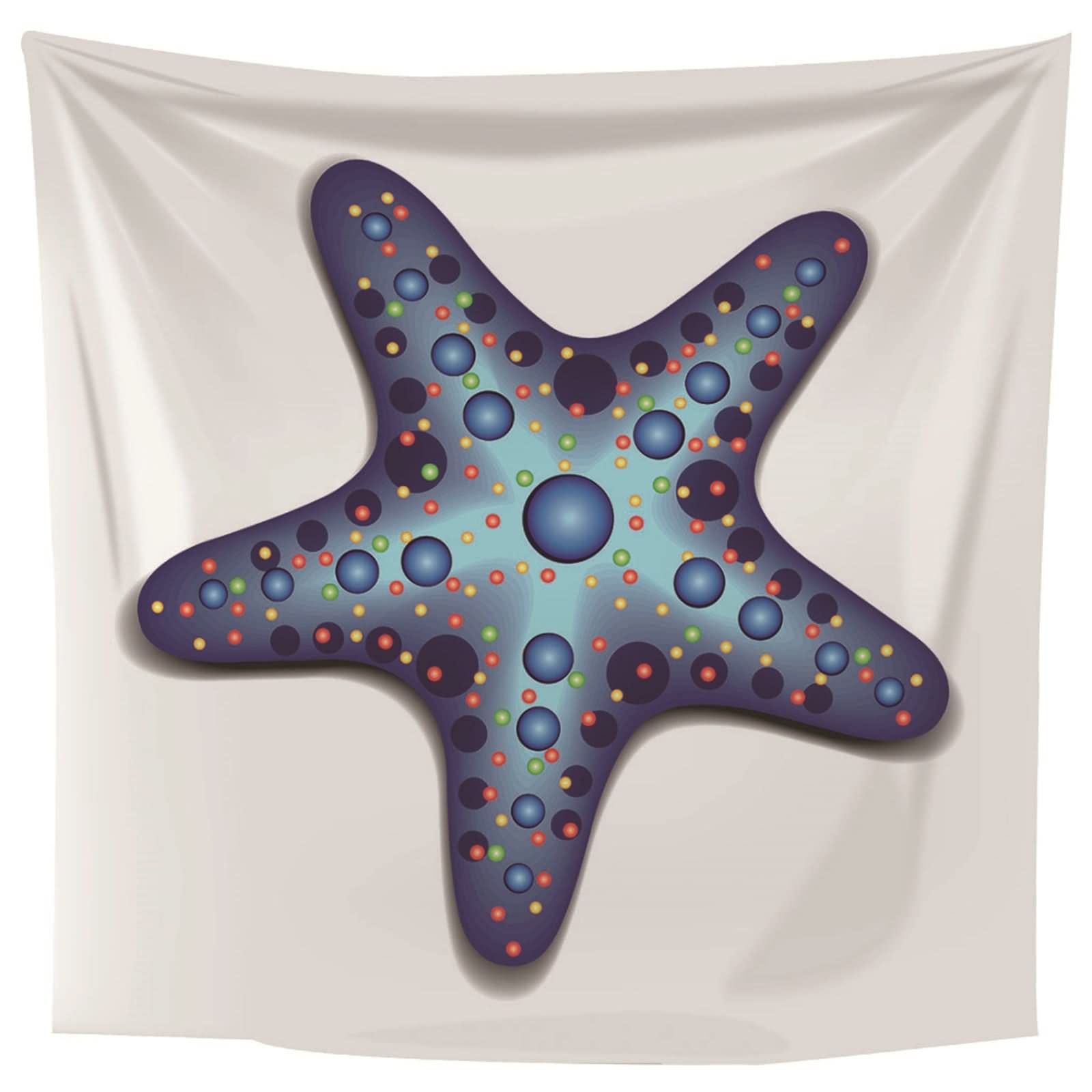 Tapices Macramé Grande, Decoración Navideña Exterior Estrella de Mar Poliéster Blanco Azul 150x130CM