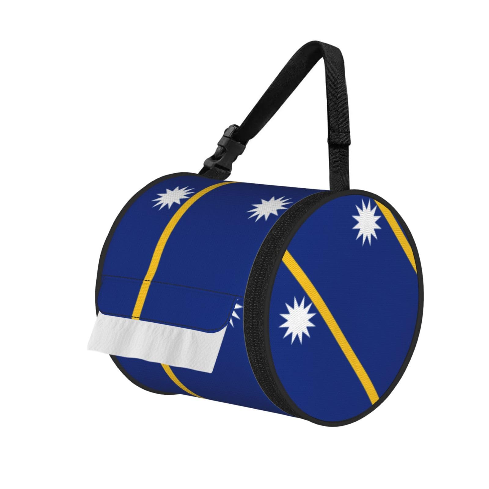 Flag of Nauru Printed Portable Tissue Roll Case, Standard-Size Fit, Oxford Cloth for Wall Camping Backpack