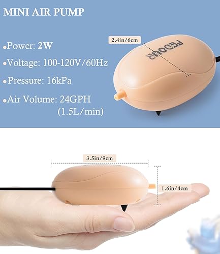 Miniatura 3 de FEDOUR Mini bomba de aire para acuario, bomba de oxígeno silenciosa para tanque de peces con una sola salida, burbujeador de aire para acuario con