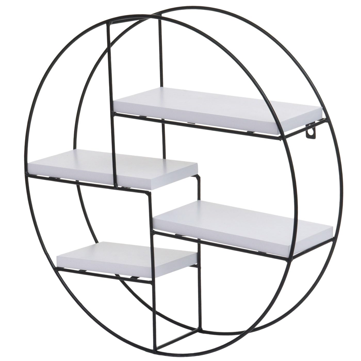 Mendler Regał ścienny HWC-K76, regał wiszący, 4 półki, metal, lite drewno, 45 x 45 x 11 cm, kolor biały