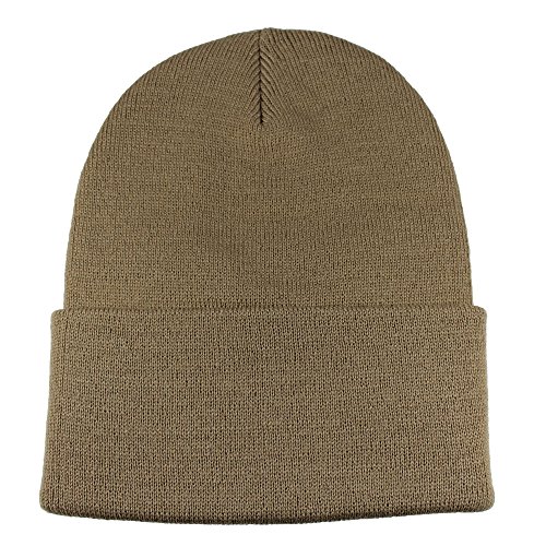 Gelante Men Women Warm Knit Cuffed Plain Beanie Hat Skull Cap. 2040A-1PC-Khaki