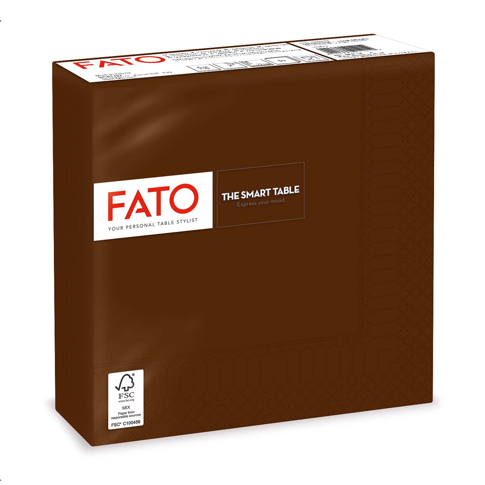 FATO Napkins 2 Ply Paper, Chocolate, 50 Pieces, 33 x 33 cm, Linen, Units