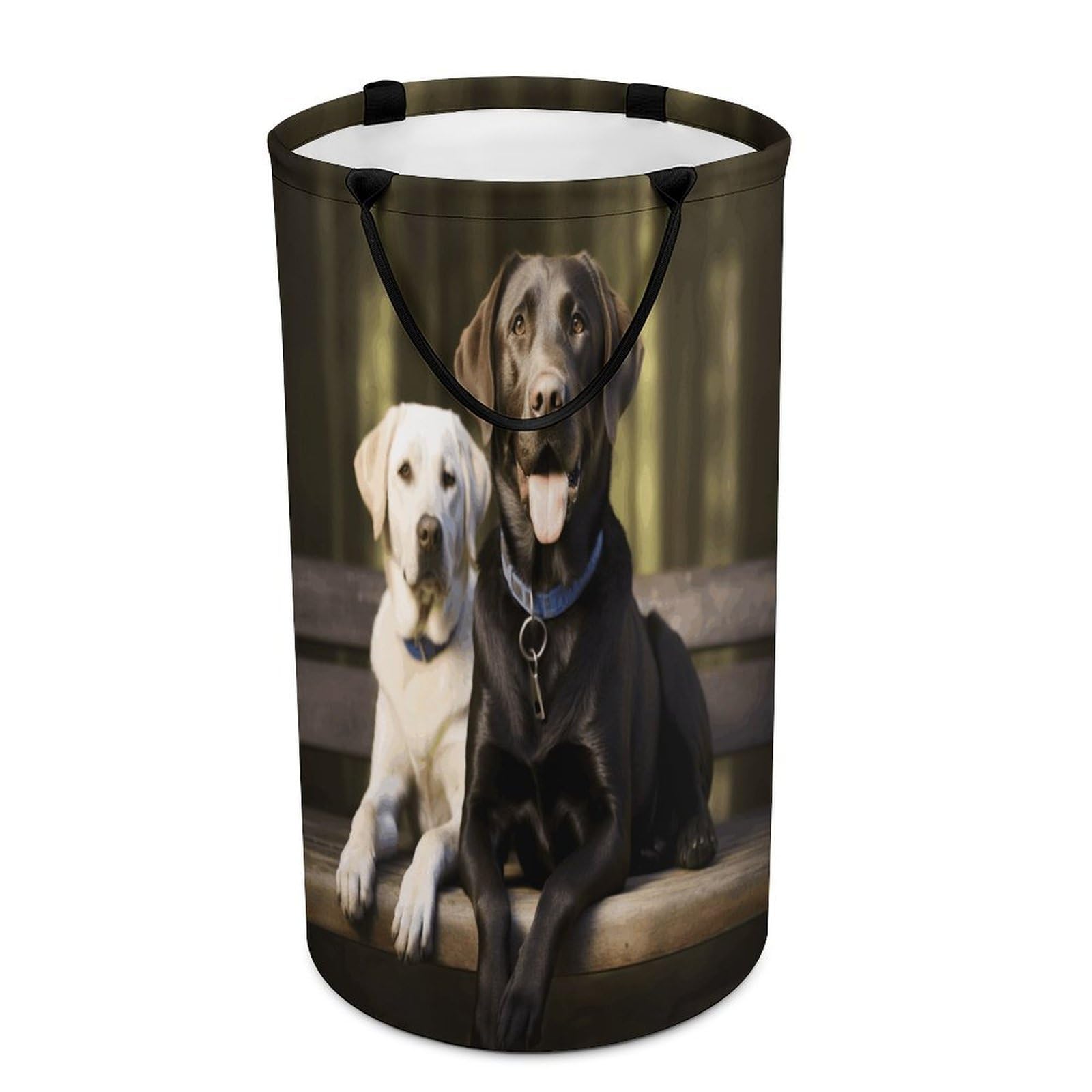 Labrador Laundry Hamper Waterproof Polyester Laundry Baskets Collapsible Dirty Clothes Storage Basket Clothes Hampers with Sturdy Handles for Travel Bedroom
