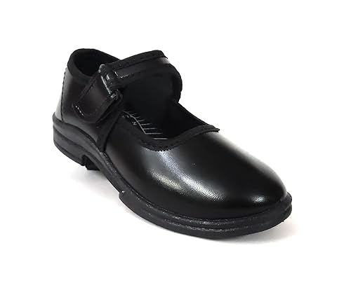 Coolz Girls Black School Shoes Ankle Plain Velcro Ballerina