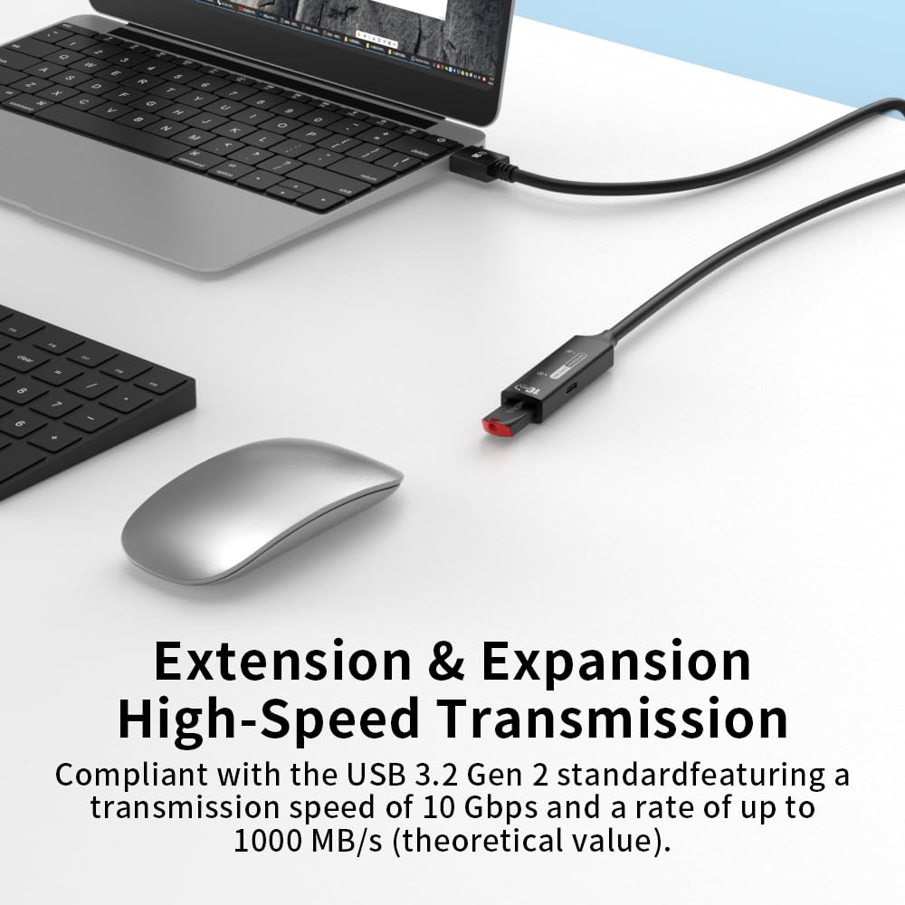 USB-C Active Extension Cable 10m USB 3.2 Gen 2 10Gbit/s Double Shielding Aluminum Housing Black