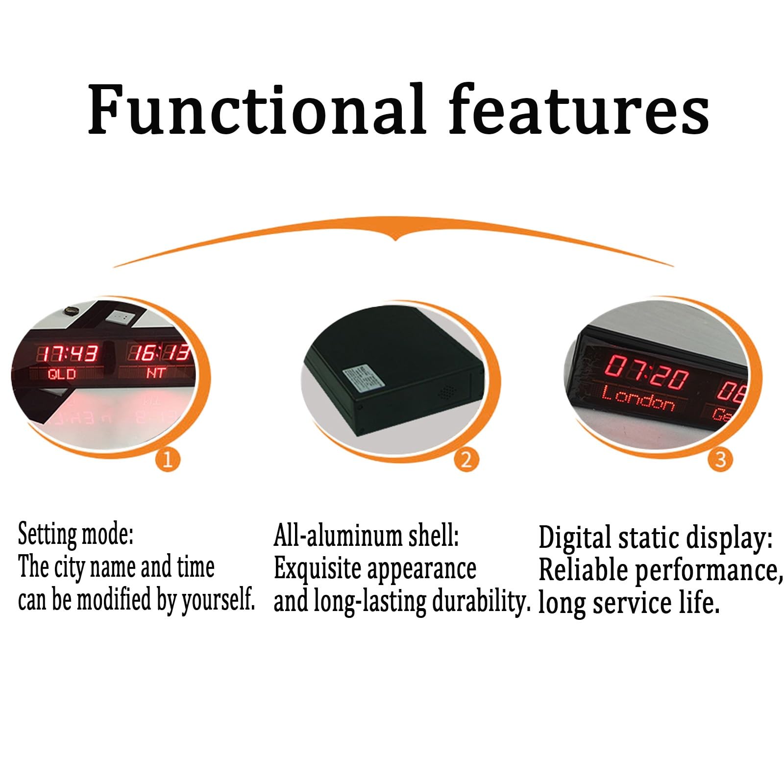 Orologio digitale multi fuso orario con telecomando, display per ufficio, hotel, aeroporto, sala conferenze, nome 4 città, utile per imprese multinazionali