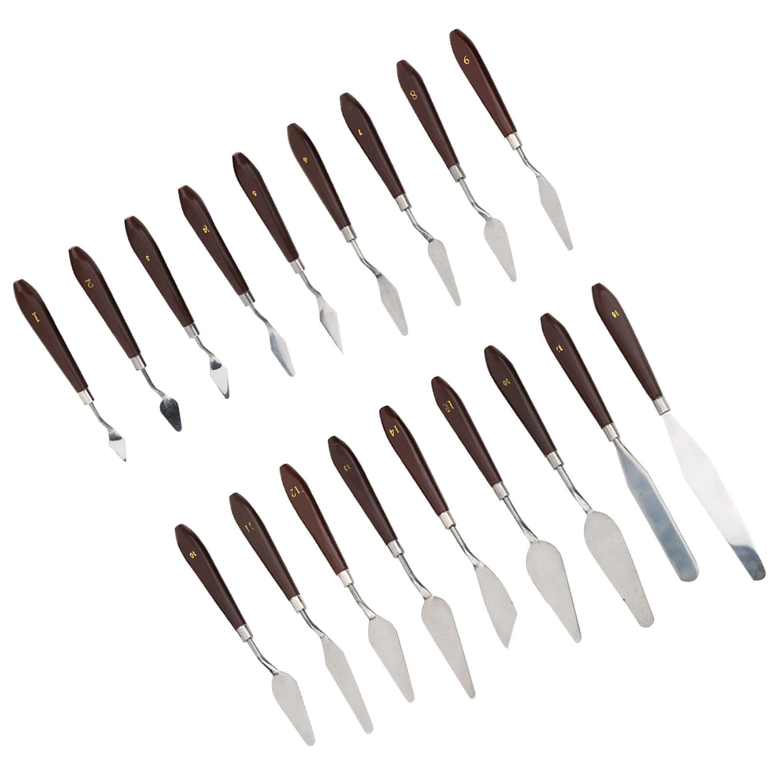18 Pièces Palette Couteau Ensemble en Acier Inoxydable Spatule Palette Couteau Manche en Bois Peinture à L'huile pour Toile Peinture Acrylique(18pcs)