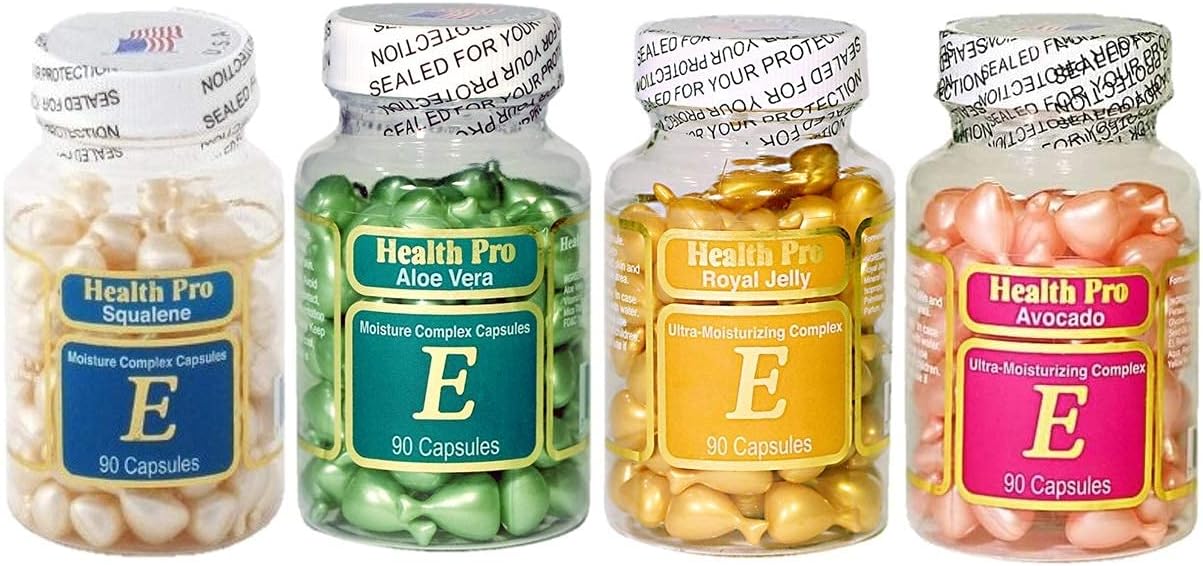 Set of 4 Vitamin E Skin Oil-Avocado/Aloe Vera/Royal Jelly/squalene