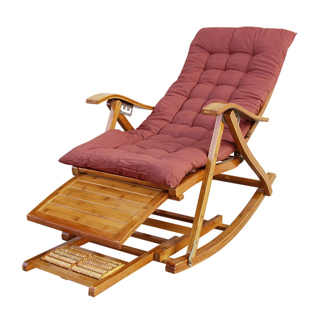 N / A Silla Gravedad CeroSilla Plegable, Tumbonas Ajustables, Silla de Ocio de Bambú con Carácter Fu, Tumbona, para Jardín de Jardín con Balcón Mecedora(Color:estilo2)