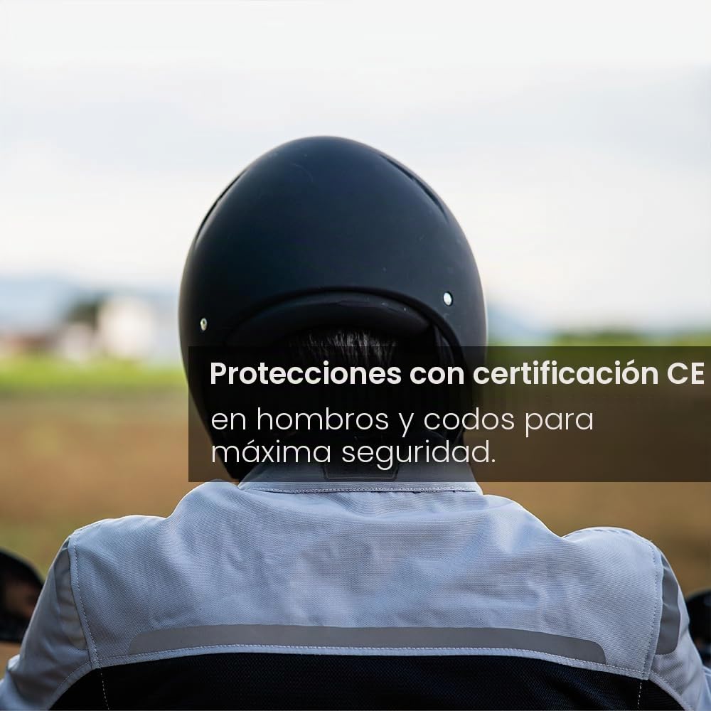 Moore I Chaqueta de Moto Air, Gris/Negro – Alta Ventilación, Protecciones CE, Diseño Deportivo