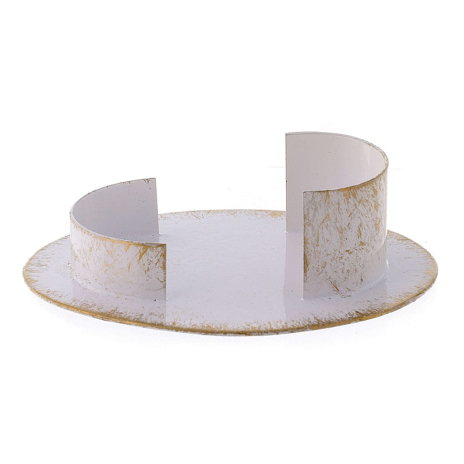 Oval Candle Base in White Golden Brass 9x5 cm