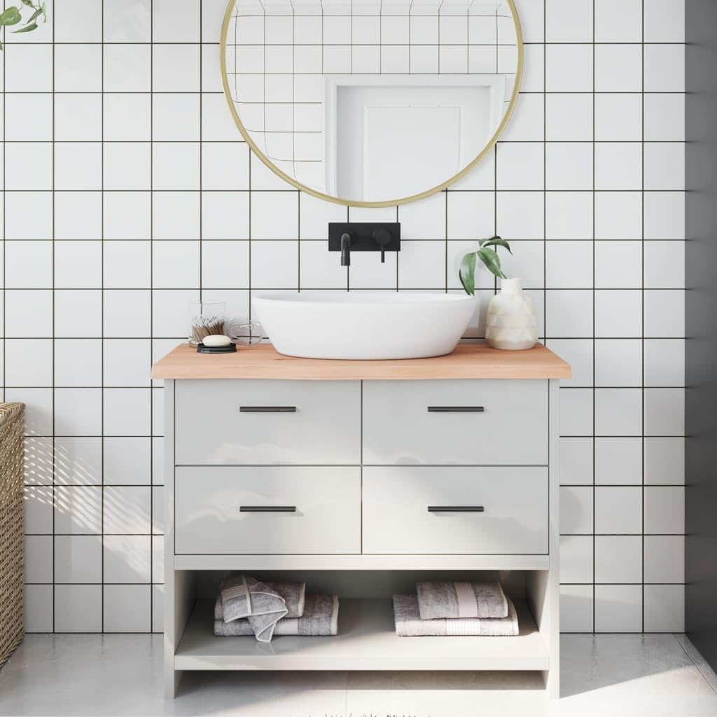 Genérico Encimera de baño Madera Maciza sin Tratar 100x30x(2-4) cm,Bricolaje,Materiales de construcción,Encimeras-3156030