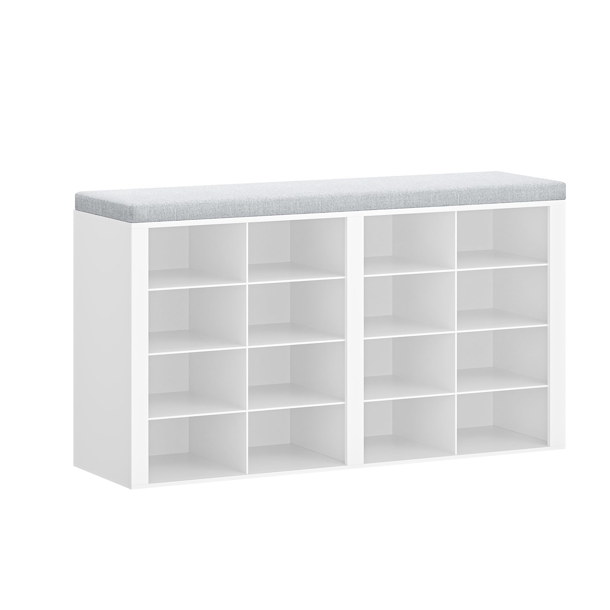Hzuaneri Panca Scarpiera, Scarpiera con Sedile, 16 Scomparti, Organizzatore Portaoggetti, 30 x 104 x 59 cm, per Ingresso, Bianco SB25603GY