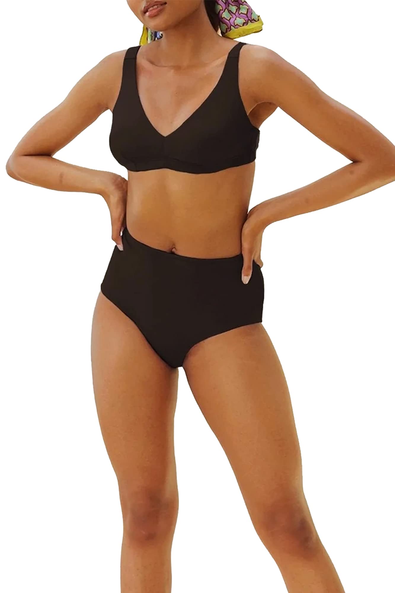 Blooming - Bragas de traje de baño menstrual de cintura alta - Bragas de reglas especiales Baño Flux - Ligero a Medio - Oeko-Tex - Modelo Clara Bain - Negro