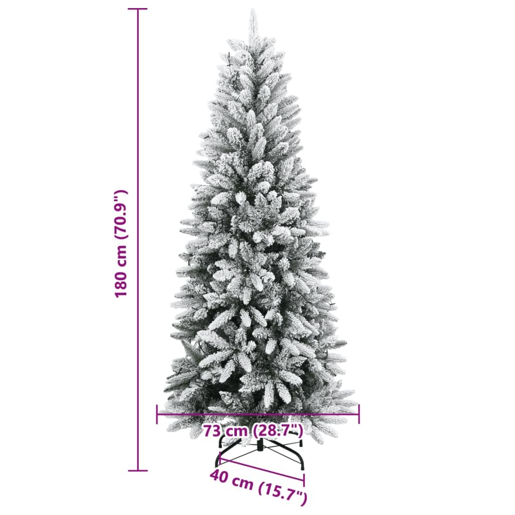 Sapin de Noël Artificiel avec LED, Arbre de Noël Artificiel 300 LED et Neige floquée 180 cm