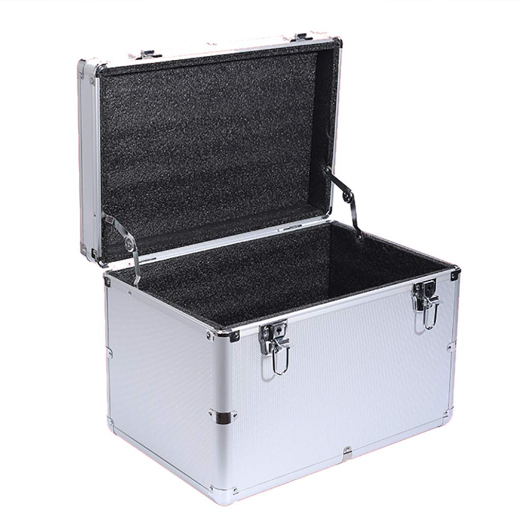 GLETSF Aluminium Flight Case Portable Lockable Storage Tool Box With Protective Pearl Cotton Carrying Tool Case-White-40.5 * 26.5 * 28cm