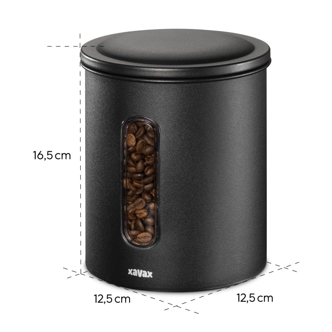 Xavax Pojemnik na kawę/herbatę ze stali 500 g (puszka do przechowywania, do kawy, do herbaty, z pokrywką, metalowa) czarny