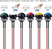 Gebildet 6db 12mm vízálló nyomógomb 250V/3A ON-OFF kapcsoló autóhoz 2