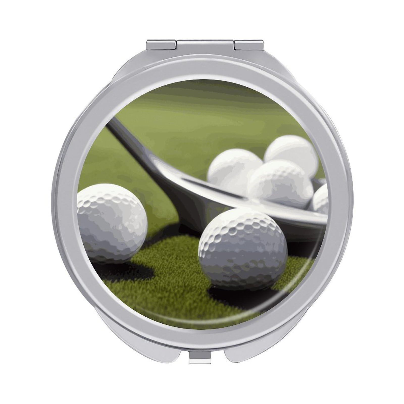 JTREHY Golf Makeup Mirror Silver Mirror Surface Folding Makeups Mirrors Lightweight Durable Looking Glass for Suitable Traveling Handbag and Purses