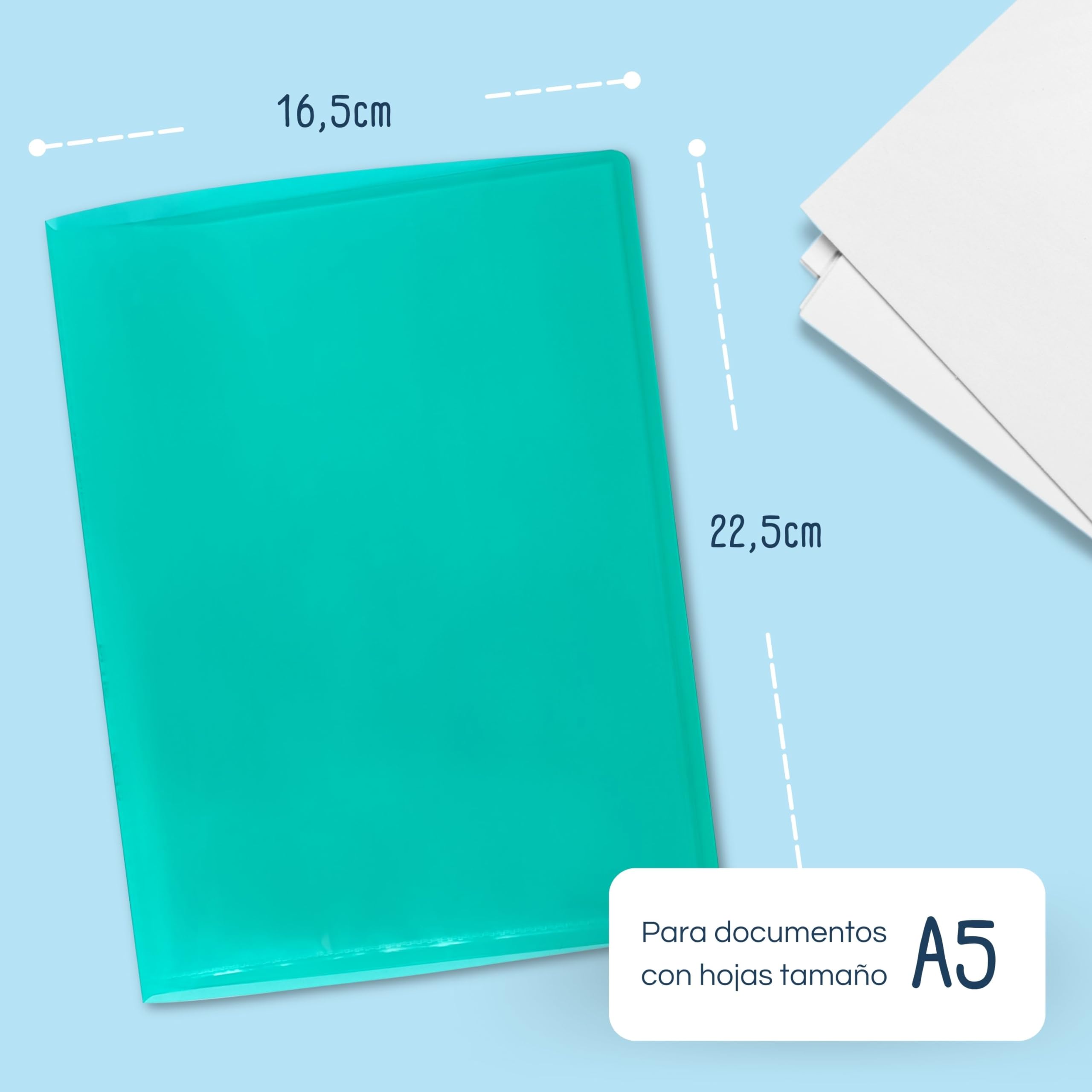 RAYLU PAPER - A5 Document Folder 100% Biodegradable Polypropylene 20 Clear Document Sleeves (A5, 20 Pockets, Green) - Image 2