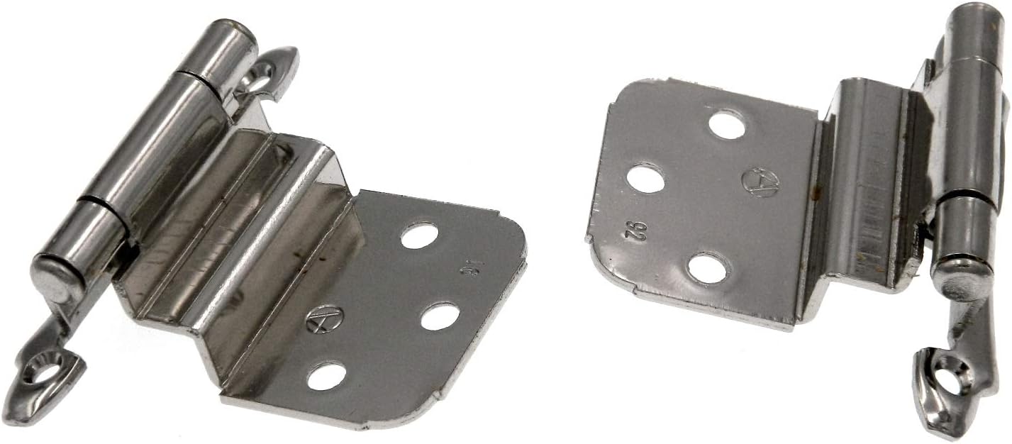 Amerock | Cabinet Hinge | 3/8 inch (10 mm) Inset | Polished Chrome | 2 Pack | Self-Closing | Face Mount | Cabinet Door