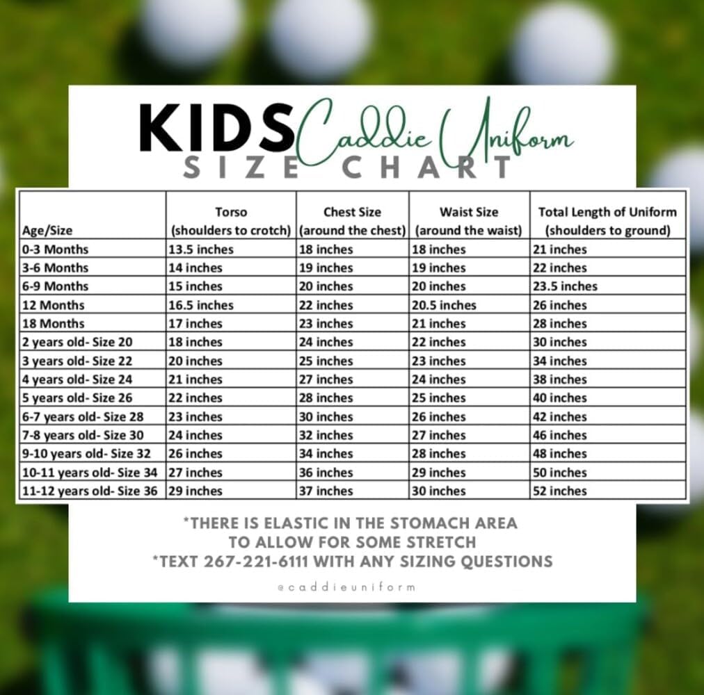 Caddie Kids Uniform Custom Golf Outfit (White) - Caddy Jumpsuit w/2 Front Pocket Patches, 1 Name Patch on back