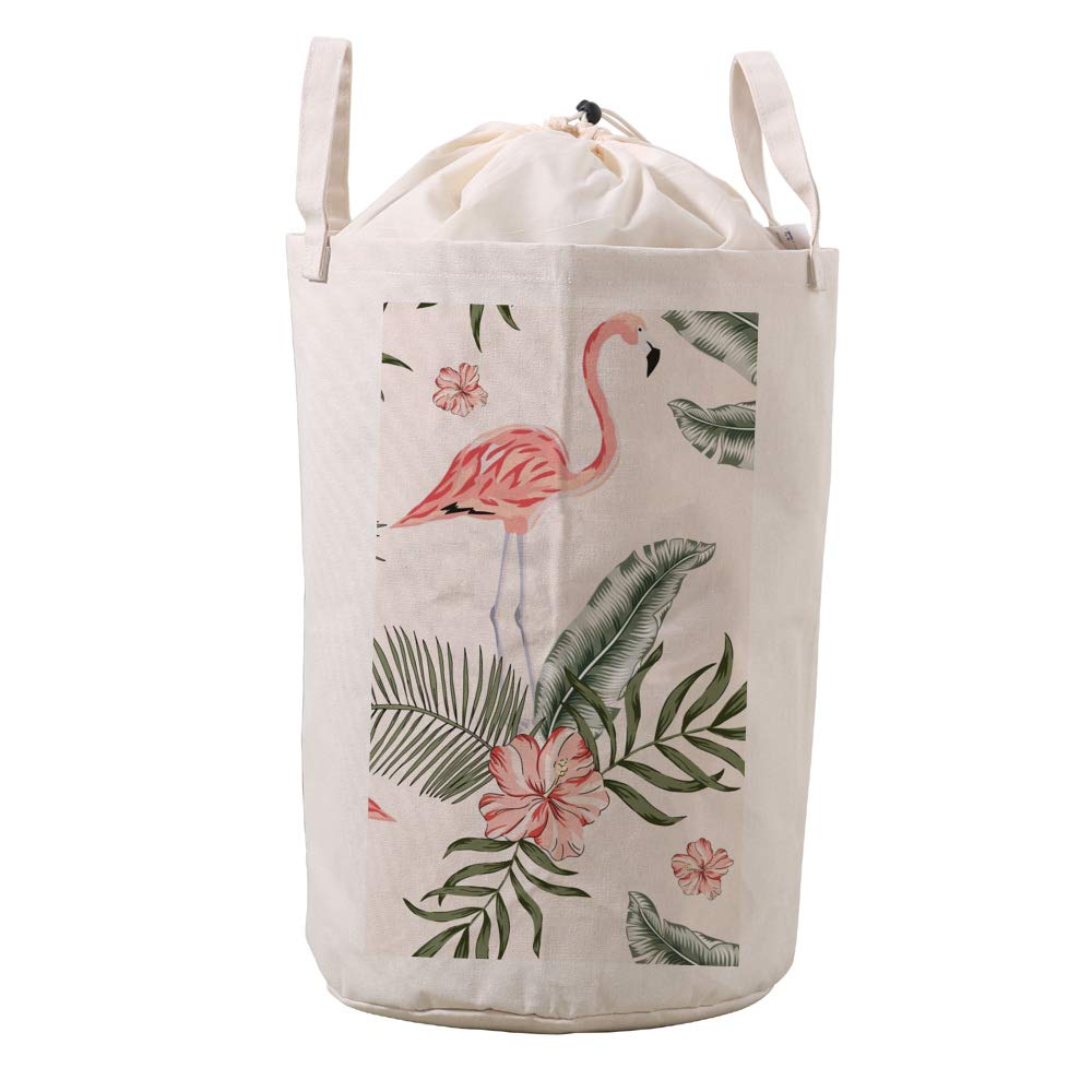 Bolsa de ropa de baño de lino impermeable con cordón y estampado de flamenco rosa